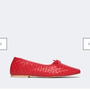 Freda Salvador Red Woven Leather Flats
